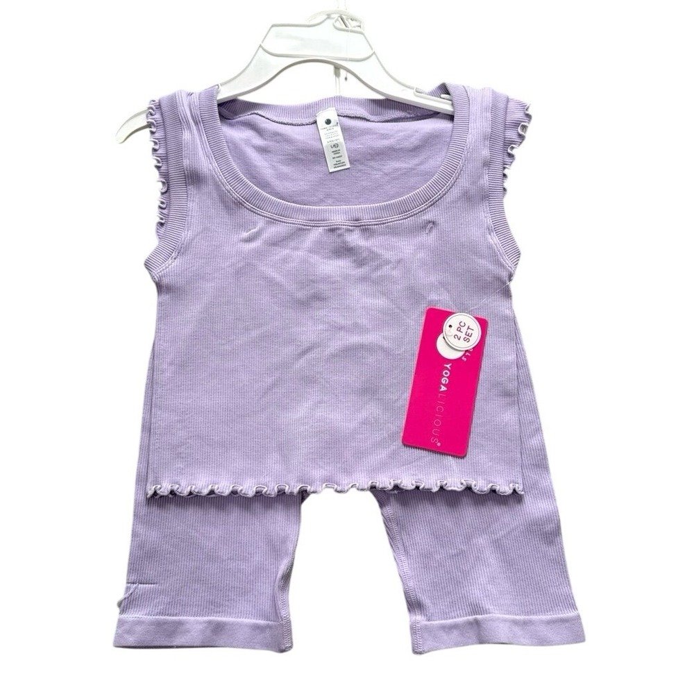 Girls Large (12) Yogalicious 2-Piece Set Pastel Lilac NWT MSRP $52‎